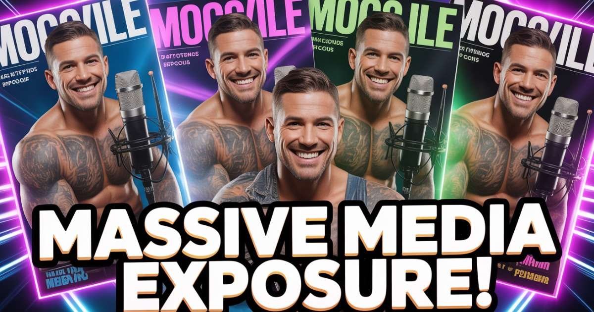 Image of Wes Watson on digital magazine covers with headline text ‘Massive Media Exposure.